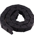 1M Open One Side Plastic Cable Drag Chain For CNC Machines 18 X 25mm Internal 23 X 35mm External Black Wire Carrier coiled