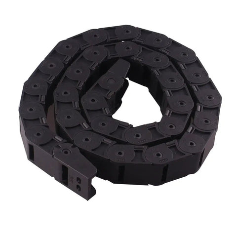 1M Open One Side Plastic Cable Drag Chain For CNC Machines 18 X 25mm Internal 23 X 35mm External Black Wire Carrier coiled