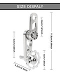 Silver Bike Chain Tensioner With Derailleur Hanger Chain Guide For Folding Bikes, size display with measurements