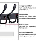 2 Pack Wall Mount Coat Rack Five Heavy Duty Hooks Solid Stainless Steel Build Built Different To Secure Hats Towels Robes features long hooks and decorative caps.