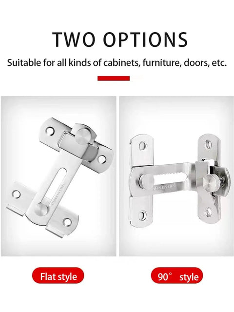 Heavy Duty Sliding Barn Door Latch With 90 Degree Angle Gate Lock Bolt For Wine Cabinet Drawer And Window Furniture Hardware, flat and 90-degree styles.