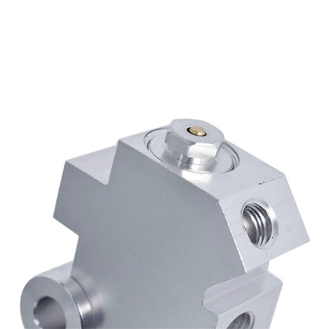 Aluminum PV2 proportioning valve body with top hex adjustment nut and side threaded port