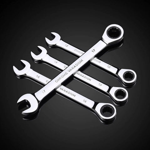 Ratchet Spanner Set 12 Piece Double End Ring Wrenches Hand Tool Kit For Auto Repair Rust Resistant Finish Easy Grip Design