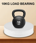 10 Inch Electric Photography Turntable with 10KG kettlebell, showcasing product details on a white rotating platform.