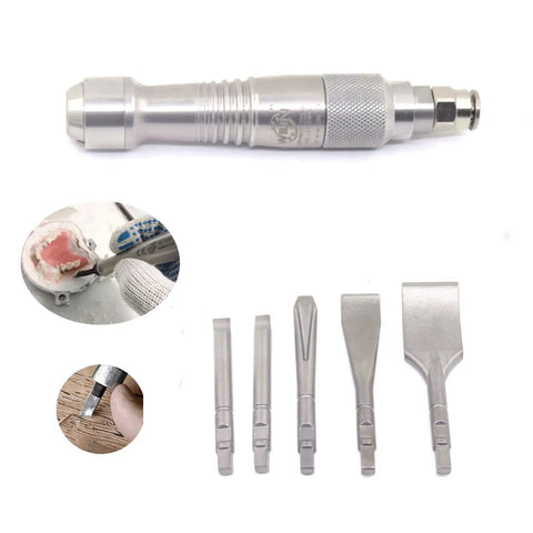 Air Powered Flux Chipper Pneumatic Tool Set With Five Shovel Heads Pipe And Plug For Demolition Carving And Sculpting
