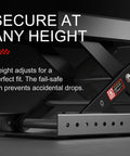 Close-up side view of Beefy Heavy Duty Motorcycle Scissor Lift Jack 1100 Lbs Capacity with upgraded M16 screw and dual shafts.