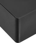 Close-up of black Rectangular Plastic Desk Organizer With Durable Storage Trays for Office Essentials.