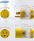 Lighted Straight Blade Electrical Plug And Connector Set 15 Amp 125 Volt NEMA 5 15P And 5 15R 2 Pole 3 Wire Grounding Heavy Duty