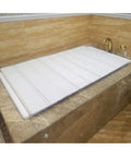 Chill Mode On With This Premium Foldable Insulated Bathtub Cover And White PVC Bath Tray quick release drain stopper on bathtub.