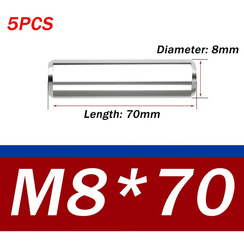 304 Stainless Steel Dowel Pins 8x70 Heavy Duty Pro Grade Precision Ground Alignment Pins for Furniture Machinery Fixtures