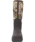 Men's Woody Max Rubber Insulated Work Boots Realtree Edge Camo Waterproof Hunting Footwear for Severe Wet and Extreme Cold Conditions, front view.