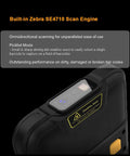 Close-up of Pistol Grip Android Barcode Scanner with Zebra SE4710 Scan Engine highlighting omnidirectional scanning features.