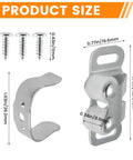Six Pack Mobile Home Cabinet Door Catches Double Post Roller Latches with screws, shown with dimensions and silver nickel finish.