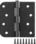 Matte Black 4 Inch Square Door Hinges With Rounded Corners Heavy Duty Interior And Exterior Cabinet Hardware with Screws