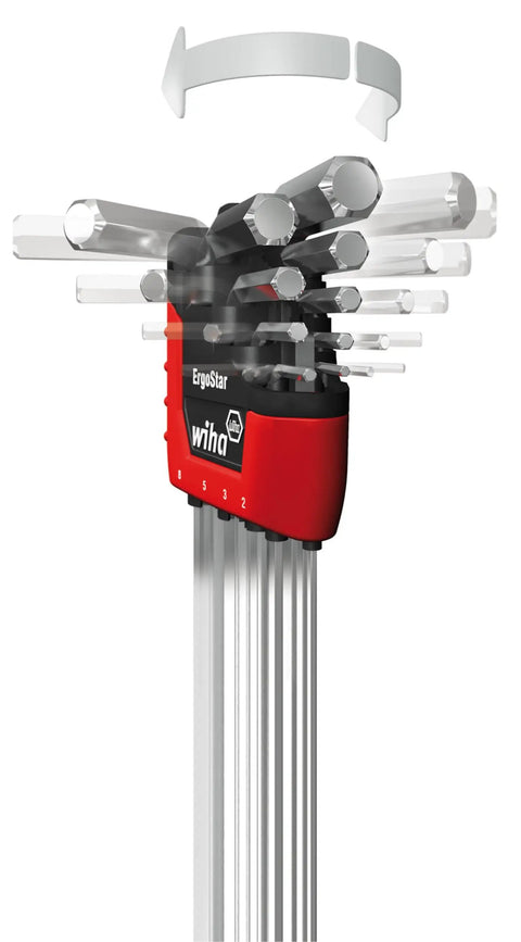ErgoStar Ball End Hex L Key Set 22 Piece Inch And Metric Set Chrome Finish Durable L Key Holder Magnetic Ring Lock For Quick Secure Storage Grab And Go Convenience Pro Grade Tool Steel For Tough Jobs Everyday Maintenance And Mechanical Work