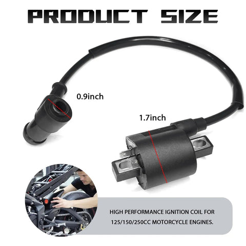 Ignition Coil Kit For 50cc To 250cc Engines For Scooters ATVs Dirt Bikes And Go Karts showing measurements