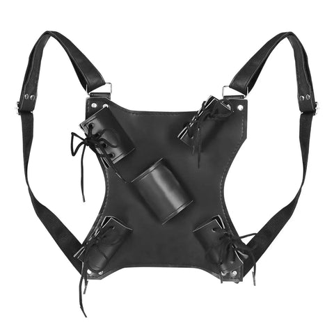 Ninja Sword Back Holster And Back Sheath Dope Adjustable Leather Double Sword Holder Durable Back Strap Carry Bag black