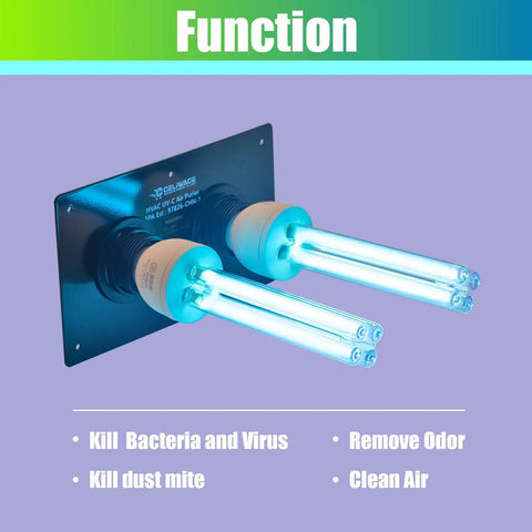 50 Watt HVAC Quartz Duct Light Bulb 253.7nm And 254nm UVC Germ Busting for Furnace and AC Systems with dual UV lights