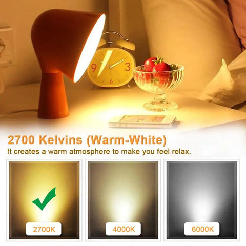 2700K warm glow from ST64 Vintage LED Bulbs 6W 60W Equivalent, 2700K Warm White, for cozy lighting in a bedroom setting