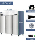 72 Inch Wide Commercial Refrigerator And Freezer Combo Three Doors Hella Roomy For Bulk Prep Heavy Duty Kitchen Essential Built Tough to Handle Non Stop Service With Size and Features Overview