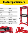 30 Ton H Frame Hydraulic Shop Press With Floor Press Plates For Garage And Shop Use shown with product parameters