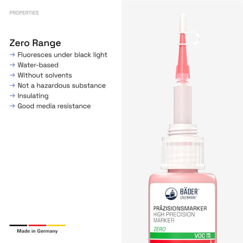 Torque Sealant Tamper Proof Indicator Marker Red 20ml bottle with nozzle, Made in Germany, shown front view.