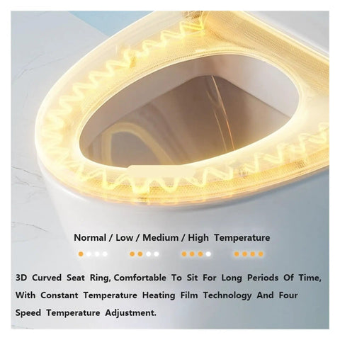 Pro Electric Smart Bidet Toilet Seat With Instant Heated Warm Water And Slow Close Design For Elongated Toilets Auto Lid, showing 3D curved seat with heating options.