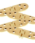 4 Pack Small Folding Table Hinges 180 Degree Zinc Alloy, rust resistant gold hardware set displayed in a stack