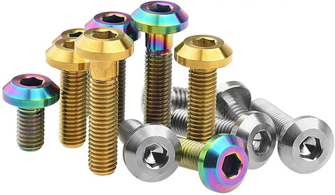 Hardcore Gold Titanium Hex Bolts For Street Bikes And Cruisers Corrosion Proof Heavy Duty Fasteners with various head styles.