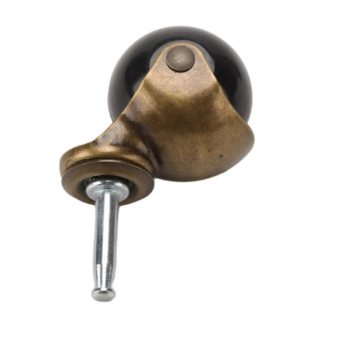 Close-up of a single 16 Pack Ball Caster Wheels 2 Inch Antique Brass Swivel Casters For Furniture Chairs Sofas Cabinets And Coffee Tables, Each Wheel Supports 44-55 Lbs, Easy Glide Replacement