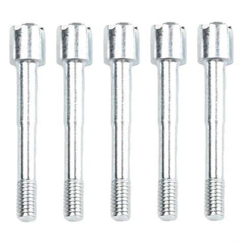 Five metallic bolts lined up, not directly showcasing Rugged 22mm Push Button Switch For Control Panels With 415V 10A NO NC Joystick Style ZB2 BE101C BE102C 5 Pack Easy Mount Black Durable Switches Heavy Duty Construction For Harsh Environments Great For Machinery Control Panels
