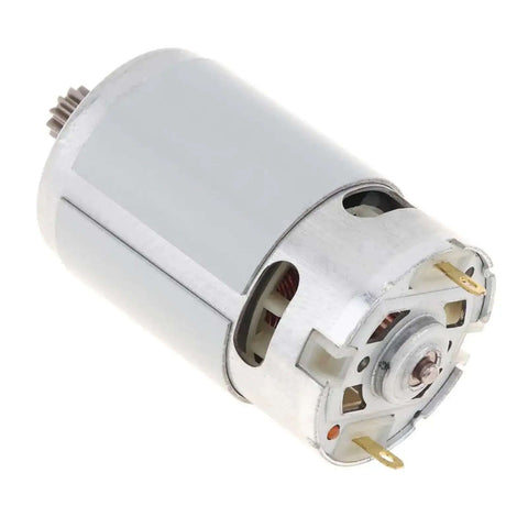Heavy Duty Rs550 DC Motor With 11 Tooth Gearbox Delivering 19500 RPM At 10.8V, showing the durable construction and terminal connections.