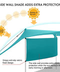 Beach Shade Canopy Tent With Sidewalls 10 by 10 Feet 6.6 Feet Tall UPF 50 Plus Sun Shelter showing sidewall protection.