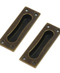 2 Pack Recessed Door Edge Pulls For Sliding Doors Antique Brass Finger Pulls For Cabinets And Closets With Screws 85x31x13 Mm