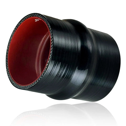3.0 Inch ID Silicone Hump Hose Coupler With Heavy Duty Clamp Set For Pipes Connecting, 4 Ply Reinforced 5mm Wall, High Temp Performance, 4.0 Inch Length, Durable Industrial Grade Seal For Tough Automotive And Marine Use, black red silicone