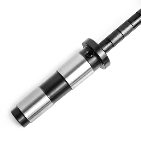 Close-up of Pen Mandrel Kit For MT1 Taper Woodturning Lathes With Five Bushes, showing metal and black components.