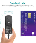 24V 1.5A Power Supply Adapter 100-240V AC To DC 5.5mm x 2.1mm plug shown beside a credit card for size comparison.