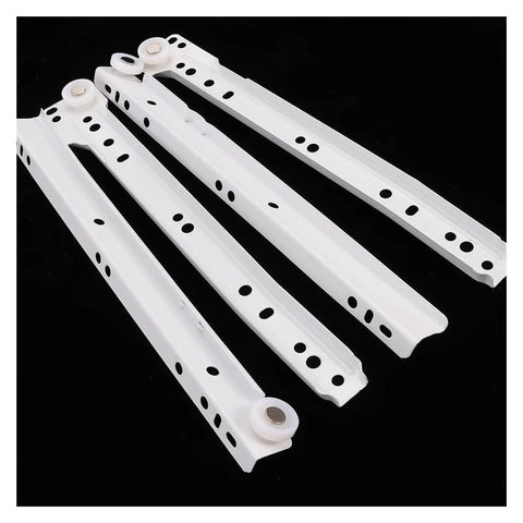 Full Extension Drawer Slides Set For Furniture And Kitchen Drawers with thickened roller tracks in white, close-up view