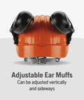 Chainsaw Helmet With Metal Mesh Face Shield, Adjustable Ear Muffs, Sun Peak, HDPE Forestry Shell, Orange, 6-Point Suspension
