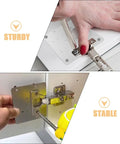 Stainless Steel Cabinet Hinge Repair Plates With Screws 6 Pack Frameless Cabinet Fixes in use, showing installation with screwdriver.