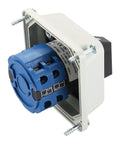 Close-up of 20A 660V Rotary Changeover Switch With Exterior IP54 Box showing internal cam mechanism and eight terminals for motor control and generator transfer