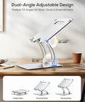 Ergonomic Adjustable Laptop Stand For Desk With Dual Foldable Riser And Heat Vent System, showing different tilt angles