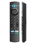 Replacement Fire TV Remote With Voice For All Firestick Devices, Works With 4K Fire Stick And Cube, Gen 1 2 3 Life, No Setup Hassle, Compatible With Insignia Toshiba Omni Pioneer Smart TVs, black remote front and side view