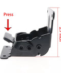 Heavy Duty 2 Pack High Carbon Steel Folding Hinges With Self Locking Grip And Mounting Screws For Table Legs Wall Shelves Diy Decking Slick Black Finish No Sweat showing side view with 2.7 inch height.