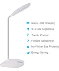 LED Desk Lamp Battery Operated Cordless Rechargeable Light Go Anywhere Flexible Portable Bedside Lamp with touch control and gooseneck