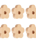 Flower Shaped Wooden Knobs Set Of 6 Natural Beech Wood Drawer Handles With Single Hole For Drawers Cabinets Wardrobes And Dressers Includes Screws And Expansion Tubes For Easy Installation Durable Eco Friendly Smooth Natural Finish