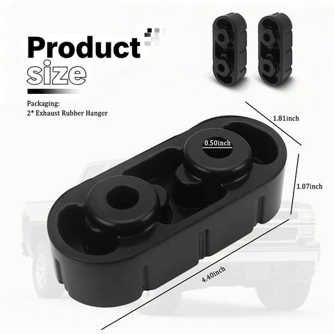 Product dimensions for 2 Pack Rubber Exhaust Hangers, Heavy Duty Muffler Mounts For Chevy Silverado and Express 1500 2500 3500, OEM 25956663 15740212 15092802, Easy Install Durable Car Exhaust Bracket.
