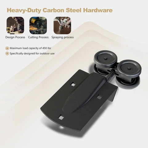 Heavy Duty Exterior Sliding Barn Door Roller Kit For Outdoor Use With Rolling Rollers 450 Lbs Capacity Powder Coated Black