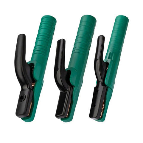 Heavy Duty Welding Electrode Holders And Clamps With 800A High Conductivity Copper Jaws For Industrial Jobsites Steel Fabrication and Machinery Repair Rigorous Tasks, three clamps design.