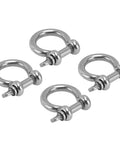 Top Shelf 4Pack 304 Stainless Steel Bow Shackles With Screw Pin D Anchor, heavy duty rigging hardware set, four pieces.